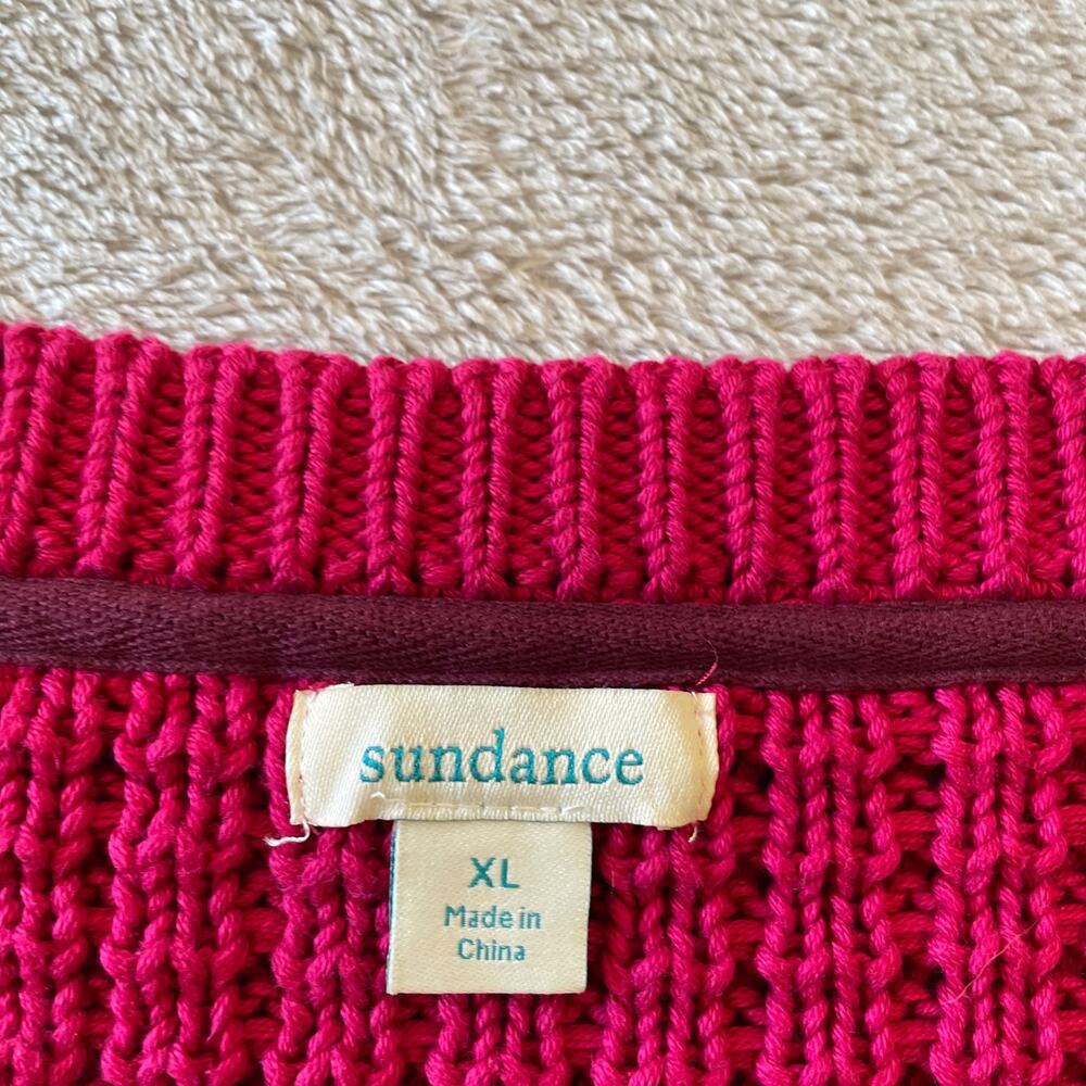 Sundance Sweater Womens Extra Large Pink Chunky Knit Cotton Short Sleeve V Neck - Picture 3 of 5
